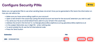 Configure security PIN Configure security PIN
