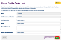 Returning items faulty on arrival Returning items faulty on arrival