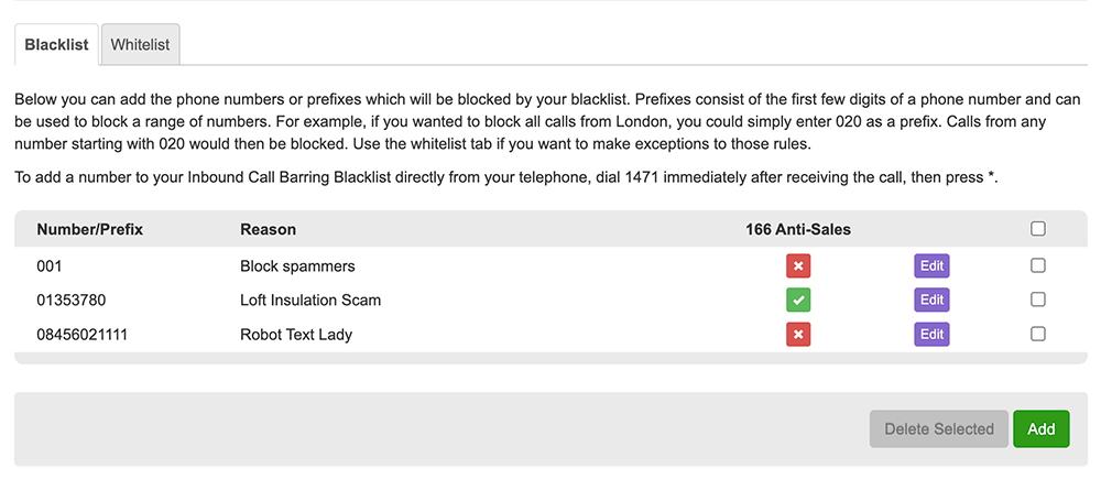 Call Blocking Inbound Lists