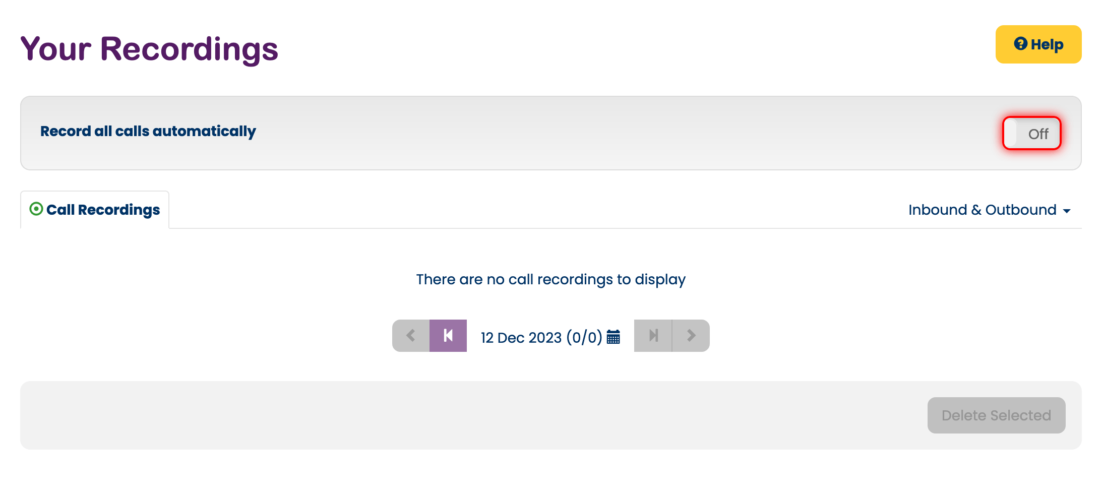 Enable automatic call recording