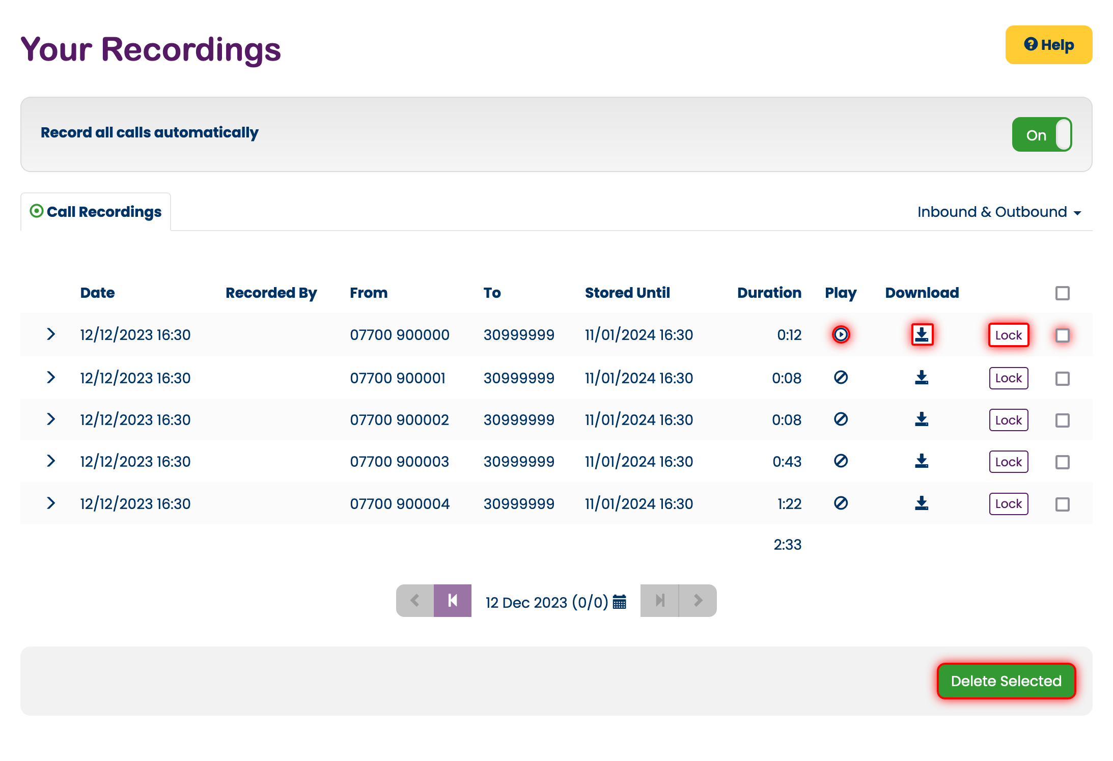 Manage your call recordings