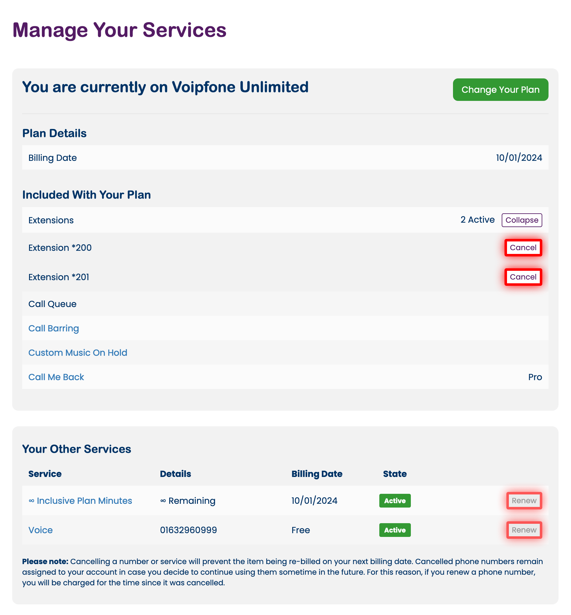 Renewing services