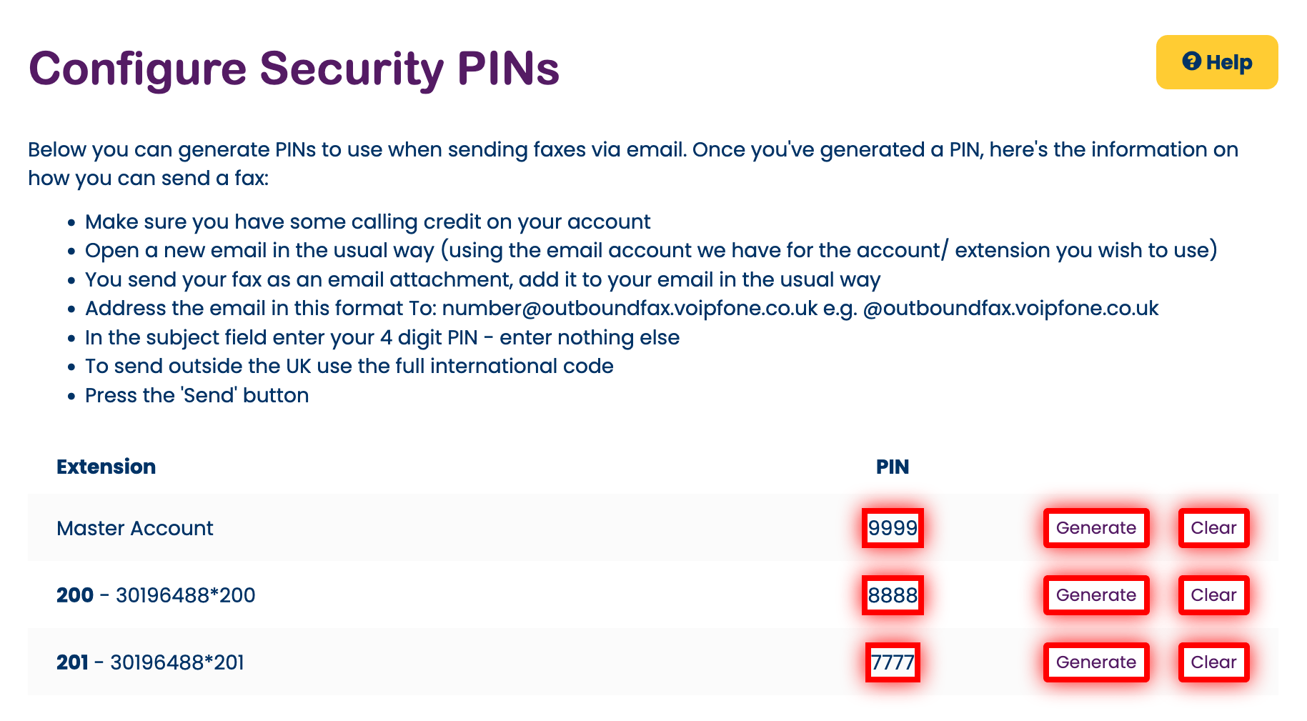 Configure master accoubnt security PIN