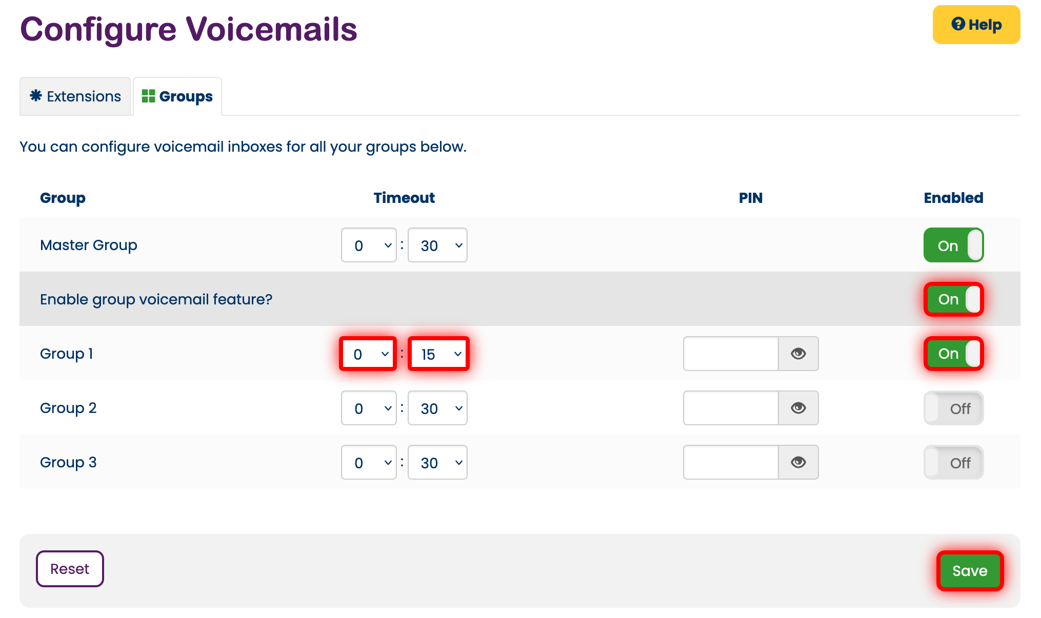 Configure Voicemails