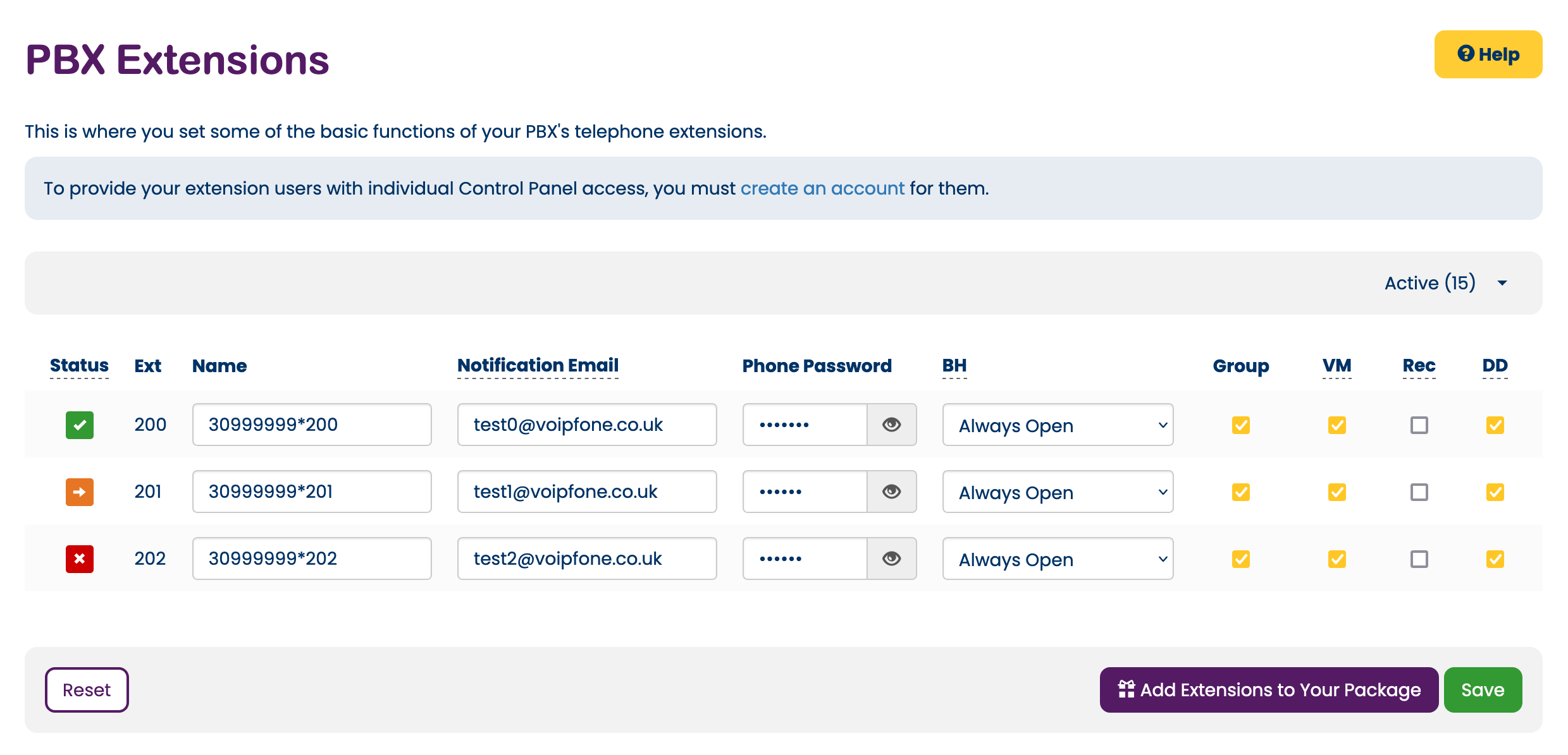 PBX extensions overview