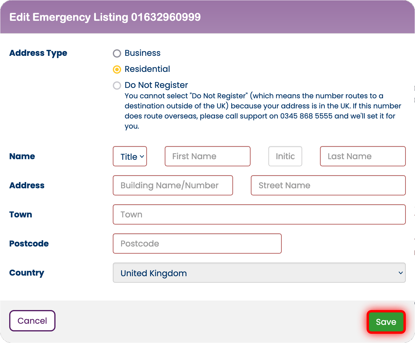 Saving your updated emergency address