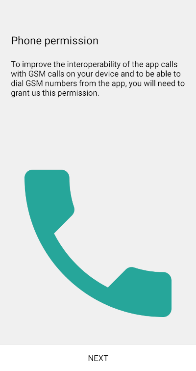 Softphone app phone permission request