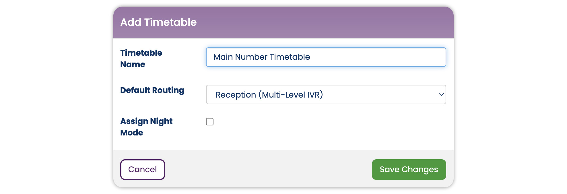 Create Timetable