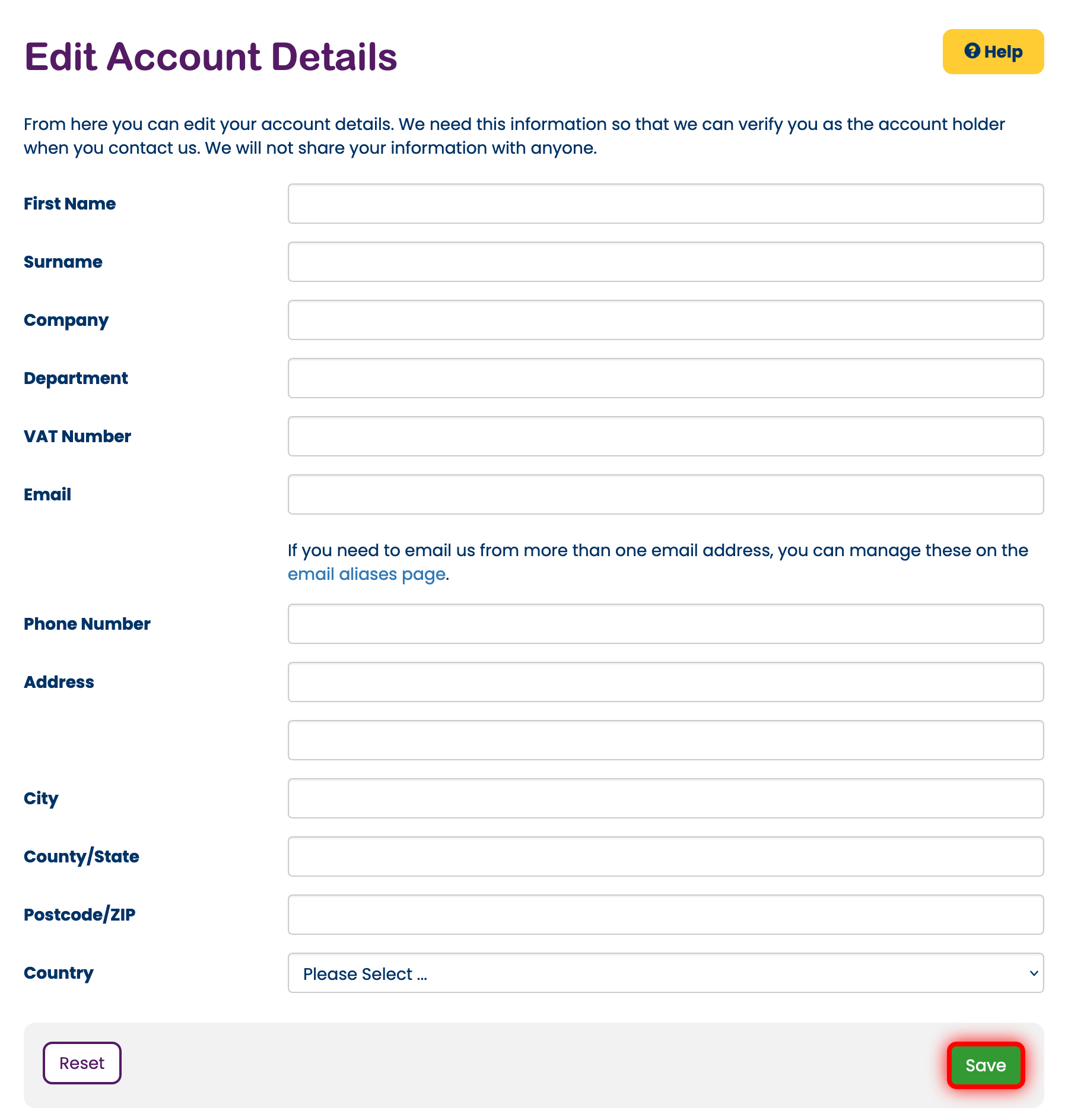 Edit your account details